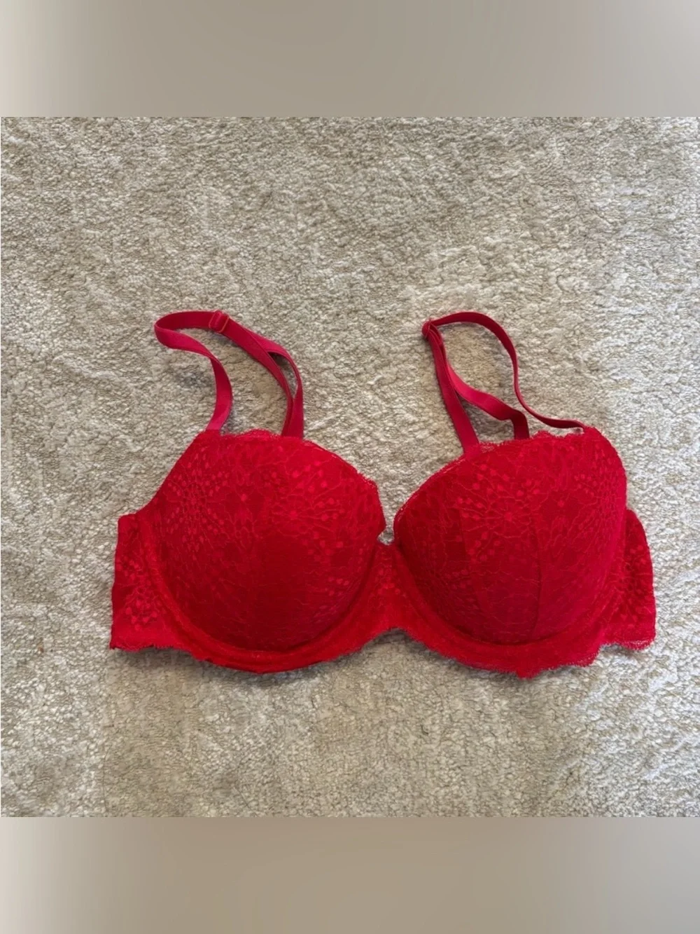 Victoria secret pink red lace bra with push up size 34C